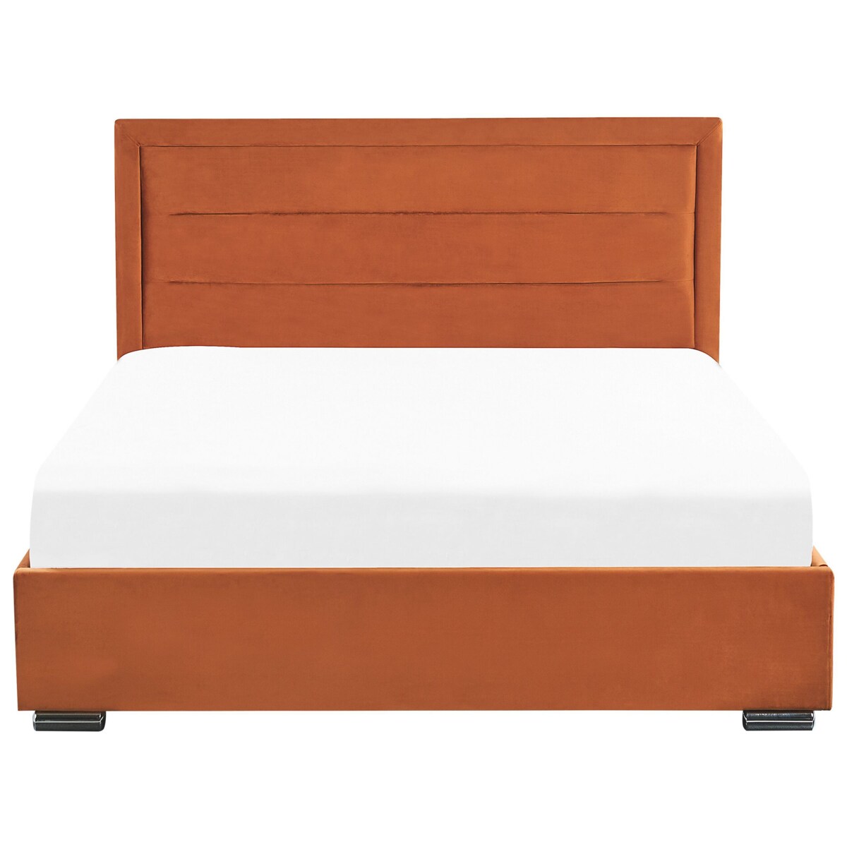 Łóżko z pojemnikiem welurowe 180 x 200 cm pomarańczowe ROUEN