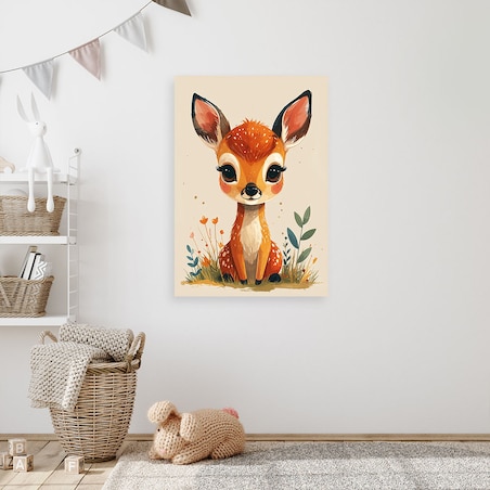 Obraz do pokoju dziecka niemowlaka, Mała sarenka zwierzęta leśne 80x120 cm