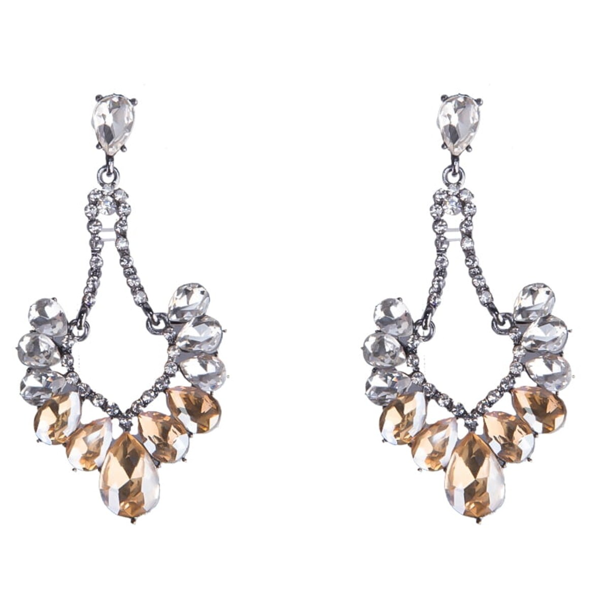 Kolczyki złote grafitowe champagne WISZĄCE