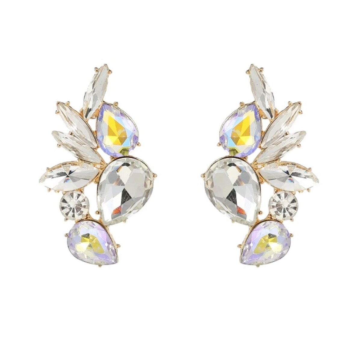 Opalizujące średnie kolczyki eleganckie unikalne z kryształami błyszczące