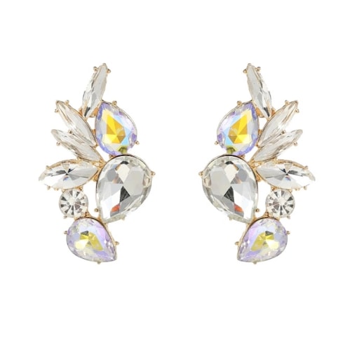 Opalizujące średnie kolczyki eleganckie unikalne z kryształami błyszczące