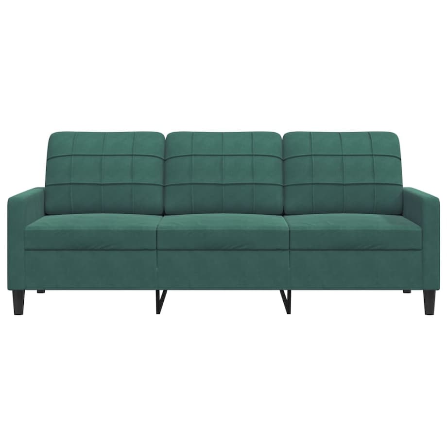 vidaXL Sofa 3-osobowa, ciemnozielony, 180 cm, obita aksamitem