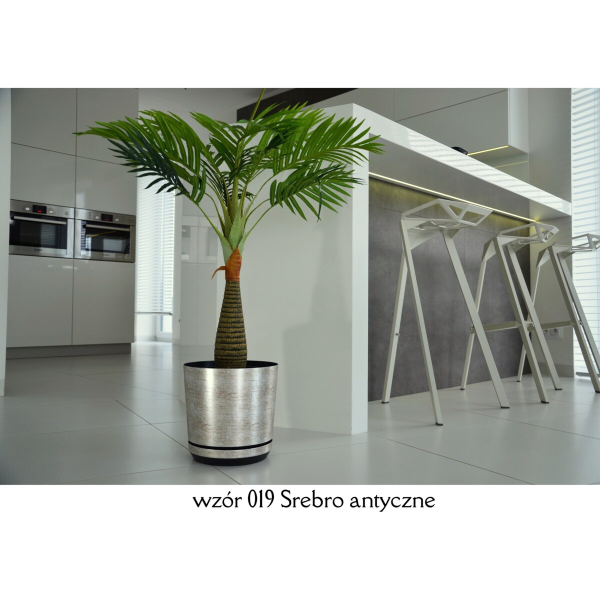 16 cm wzór ANTYCZNE SREBRO Doniczka z podstawką klasyczna rustykalna starożytna