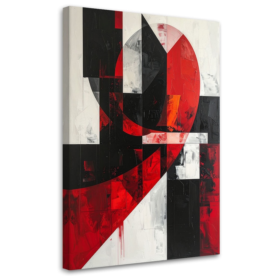 Obraz do salonu sypialni biura loftu, Abstrakcja geometryczna czerwony szary