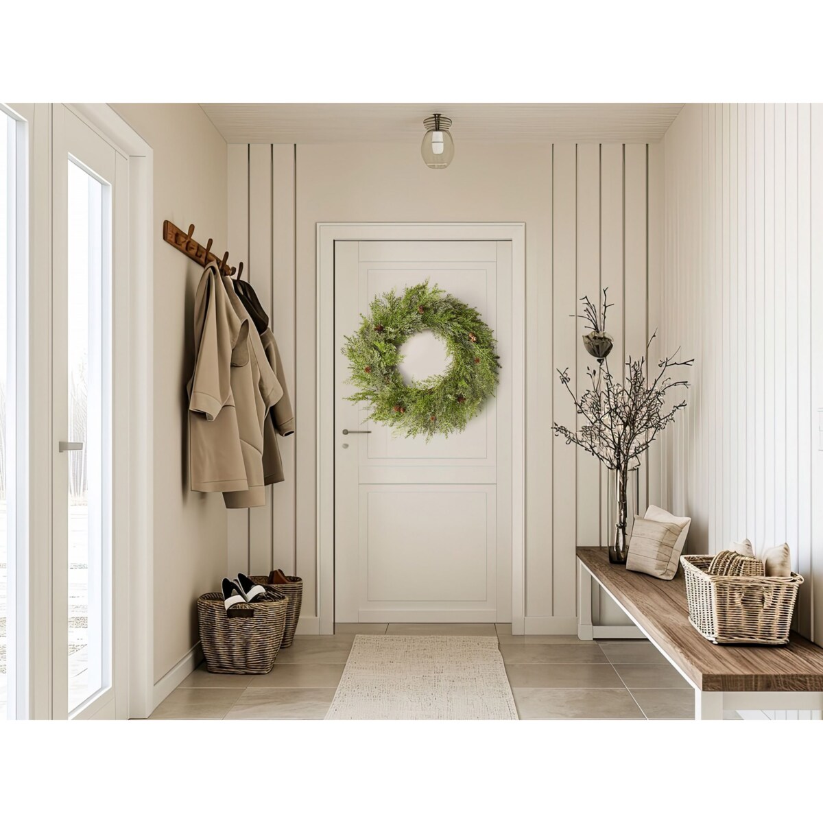 Dekoracyjny wieniec świąteczny 70 cm zielony PANRUN