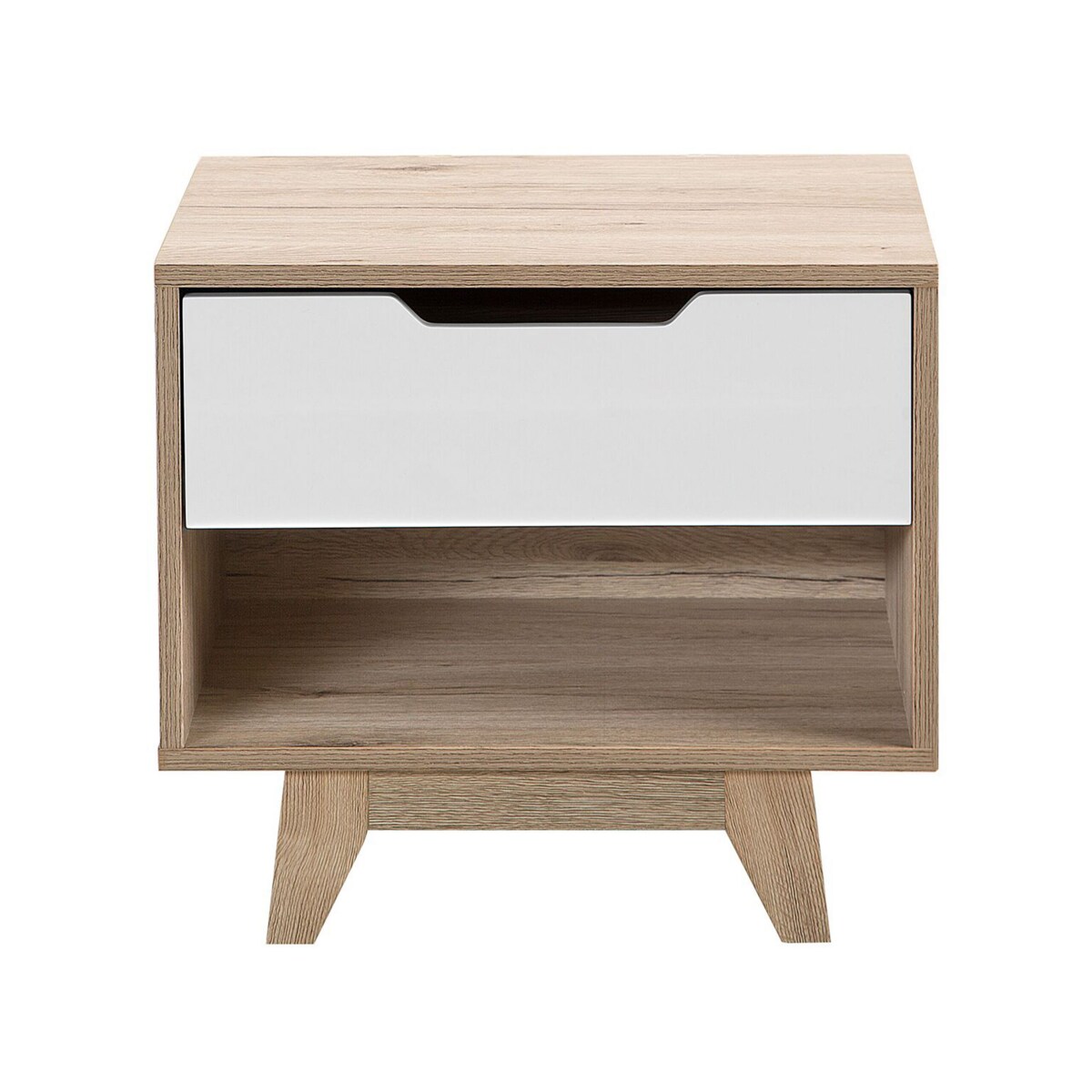 Szafka nocna jasne drewno z białym SPENCER