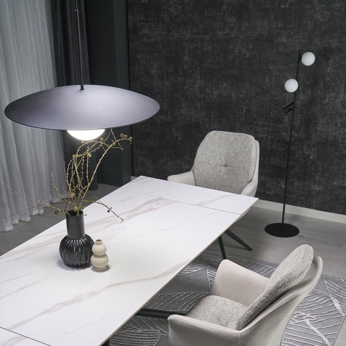 Lampa Wisząca SLATE Czarna-Biała, Szklana, Ø 65 cm, E27, TK Lighting