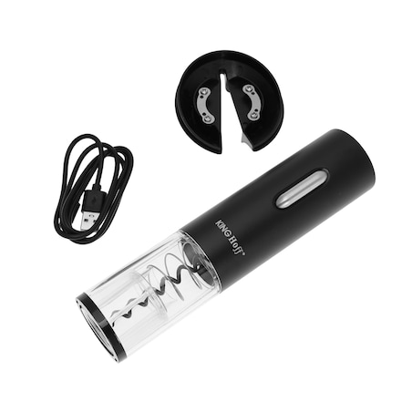 Elektryczny otwieracz korkociąg do wina butelek akumulator czarny KINGHOFF