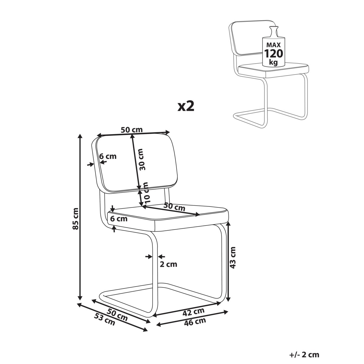 Zestaw 2 krzeseł do jadalni IRWIN Sztruks Złamana biel
