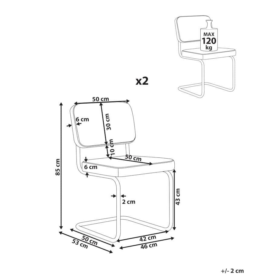 Zestaw 2 krzeseł do jadalni IRWIN Sztruks Złamana biel