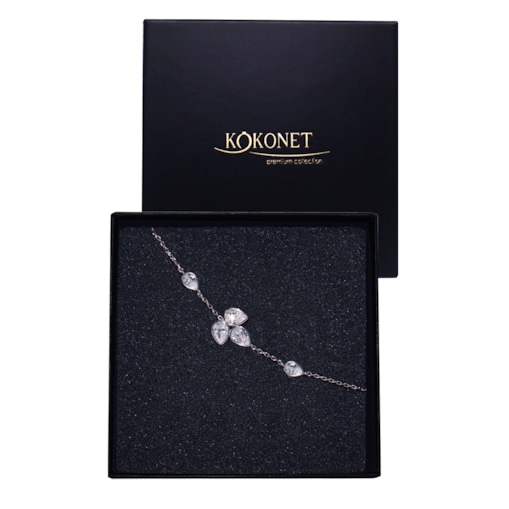 Bransoletka srebrna Z LISTKAMI elegancka ŚLUB klasyczna minimalistyczna