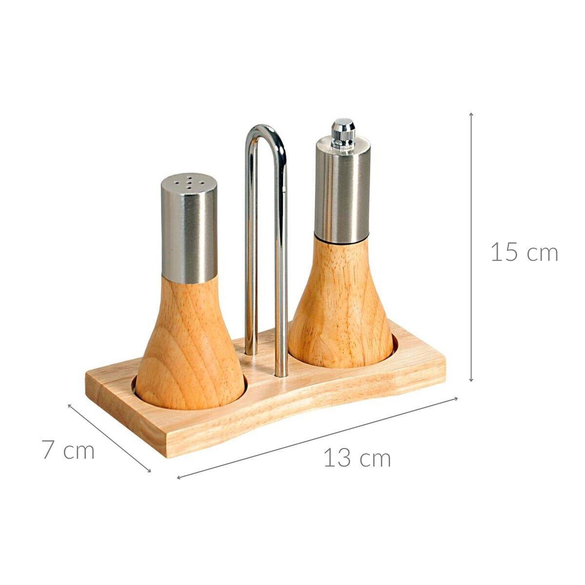 Solniczka i pieprzniczka, komplet na drewnianej podstawie, KESPER