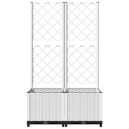 vidaXL Donica ogrodowa z kratką, biała, 80x40x136 cm, PP