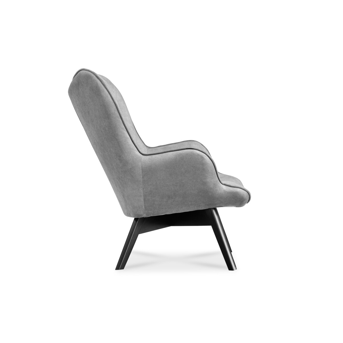 KONSIMO GLORI Fotel relaksacyjny welur z pikowaniem jasnoszary