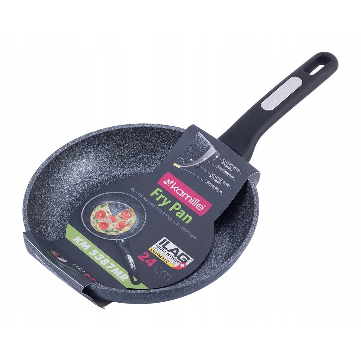 Patelnia marmurowa gruba nieprzywierająca 24cm KAMILLE