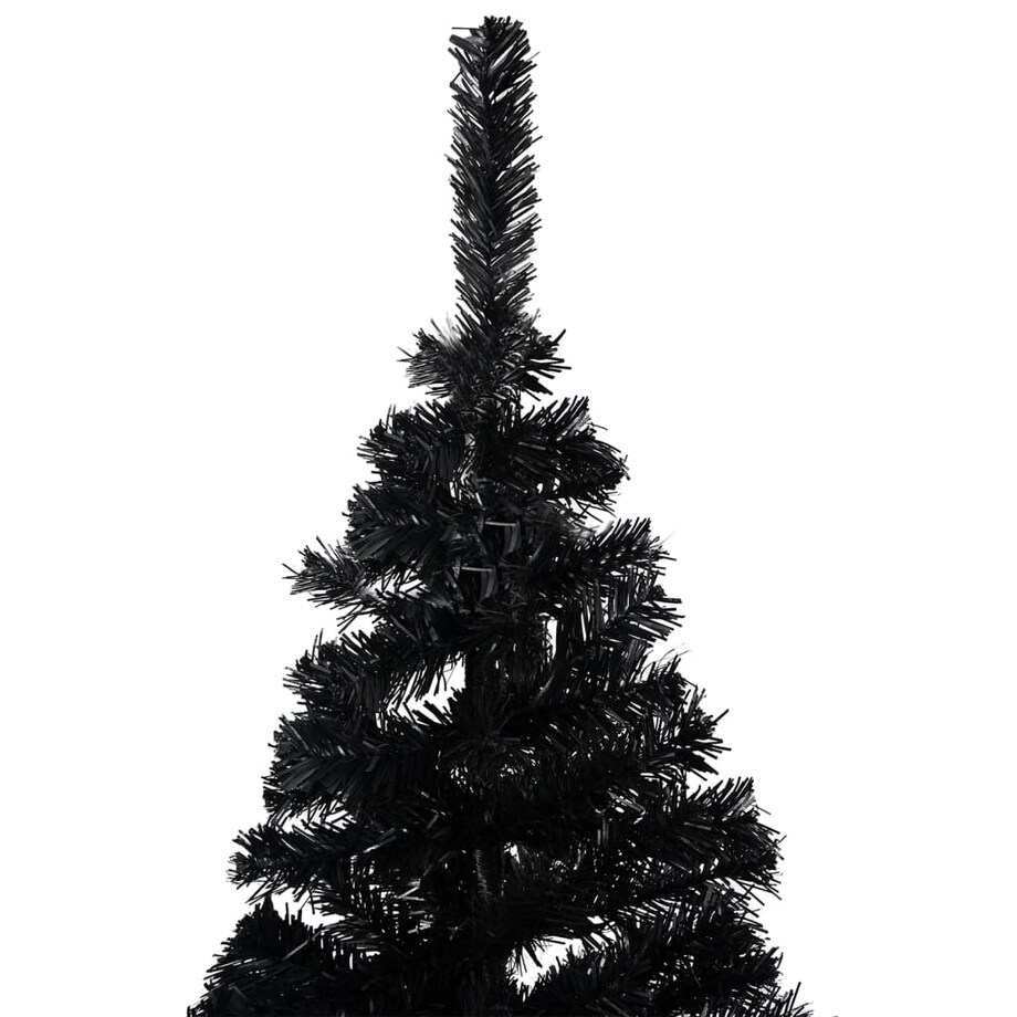 vidaXL Sztuczna choinka z lampkami i bombkami, czarna, 210 cm, PVC