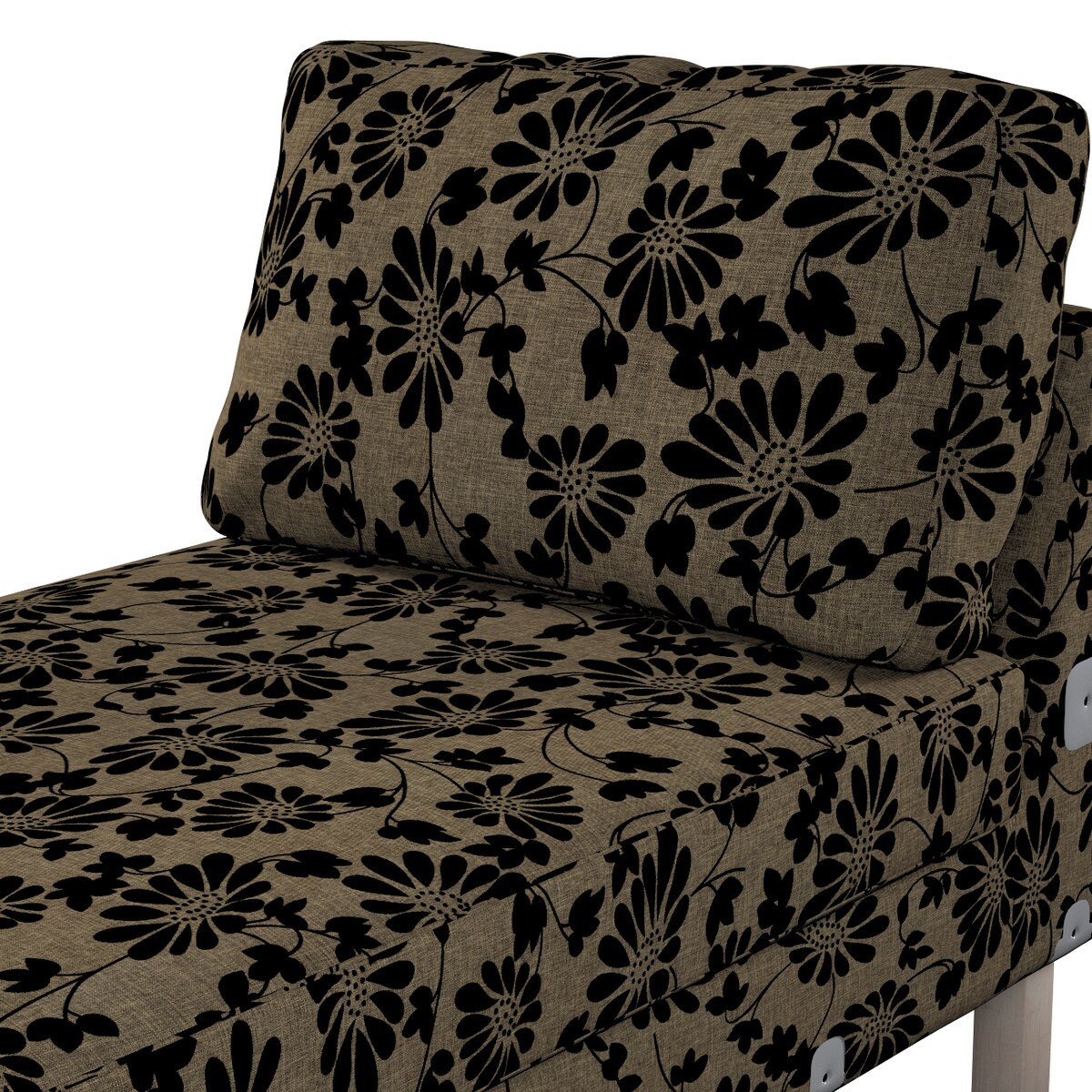 Pokrowiec na szezlong Karlstad dostawka, krótki, czarne kwiaty na beżowym tle, 80 x 160 x 80 cm, Living II