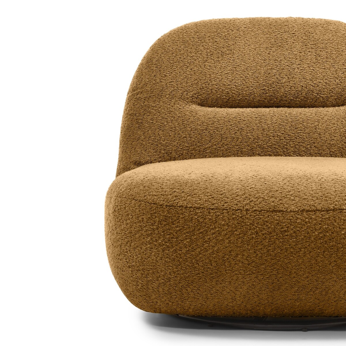 Fotel obrotowy bouclé musztardowy Eroni