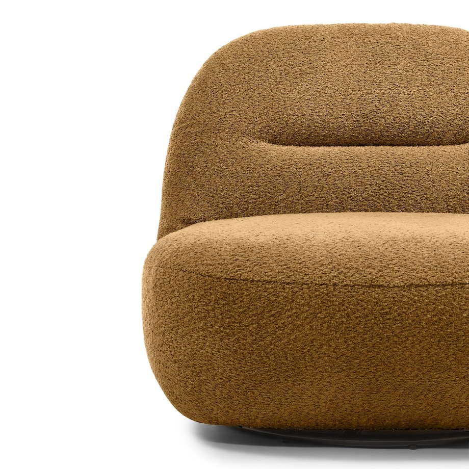 Fotel obrotowy bouclé musztardowy Eroni