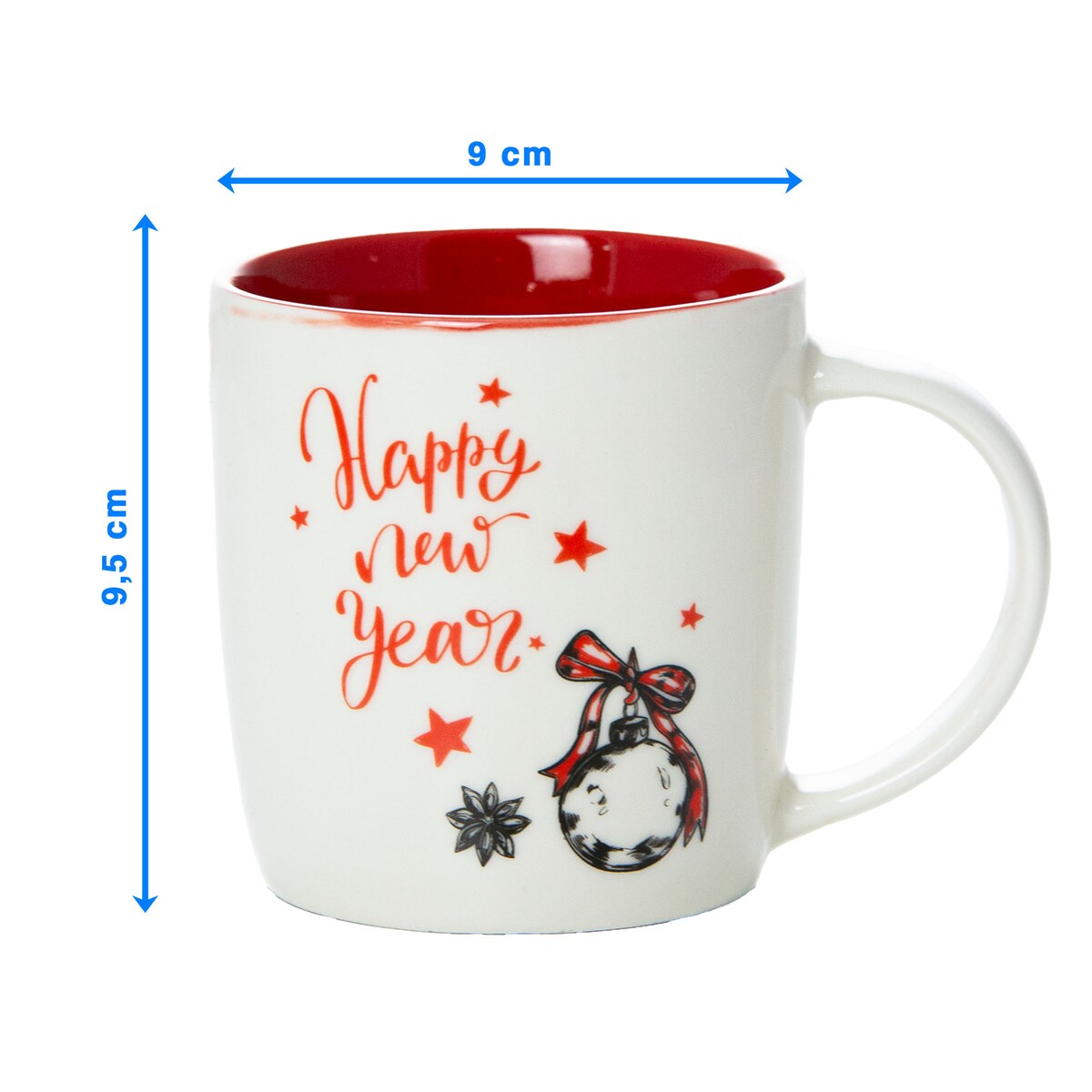 Kubek Świąteczny Na Prezent Ceramiczny Boże Narodzenie 370 Ml Biały Ceramiczny Bombka