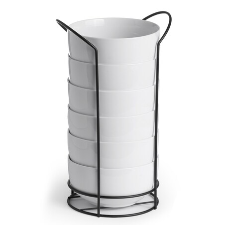 Komplet 6 misek porcelanowych z stojakiem, 800 ml TIGRILLA