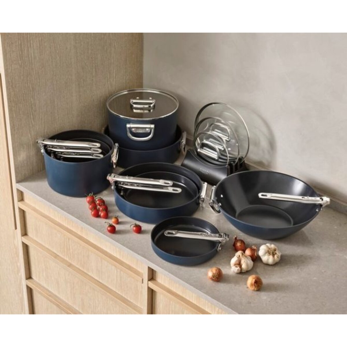 Rondel ze składanym uchwytem (15 cm) + pokrywka Space Joseph Joseph