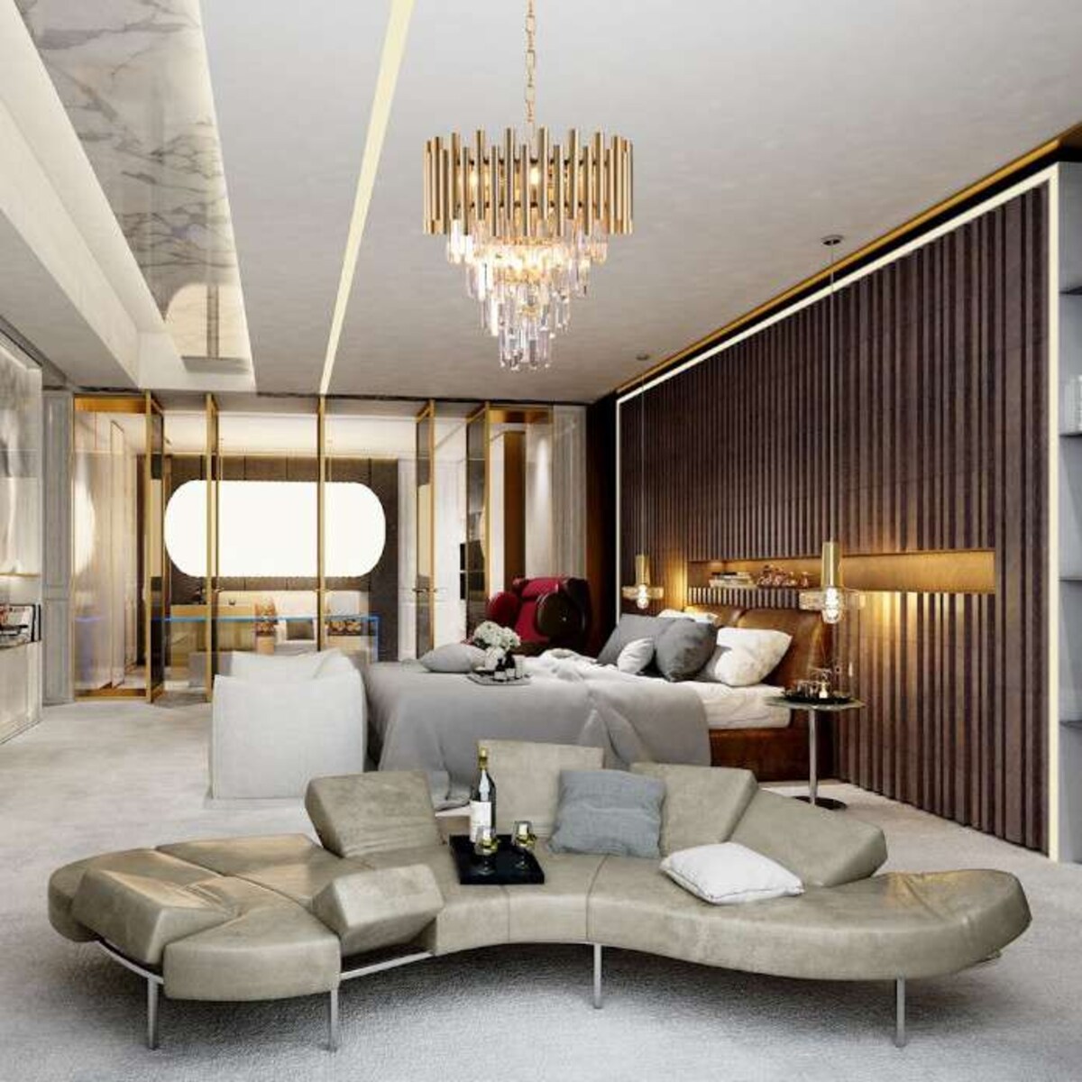 Dekoracyjna LAMPA wisząca MADISON ML5992 Milagro kryształowa OPRAWA glamour crystal ZWIS na łańcuchu złoty przezroczysty