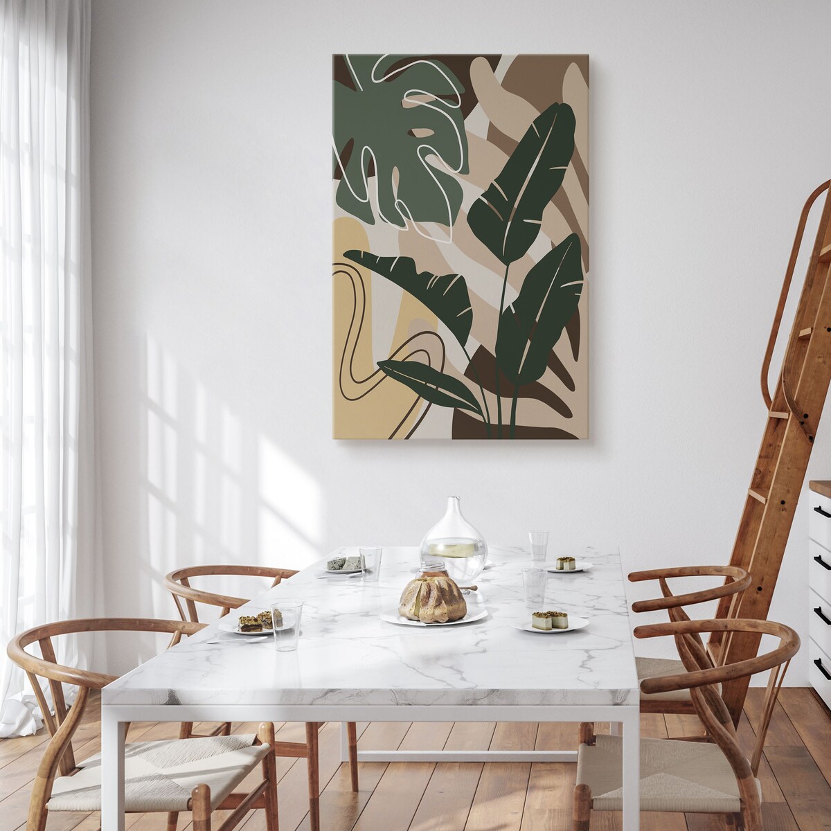 Obraz Zielone Egzotyczne Liście Monstery i Bananowca 30x40cm