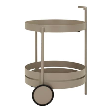 Wózek barowy Saturn Bar, 40 x 49,5 x 61 cm, barek na kółkach, szarobeżowy, metal, styl nowoczesny, Mauro Ferretti
