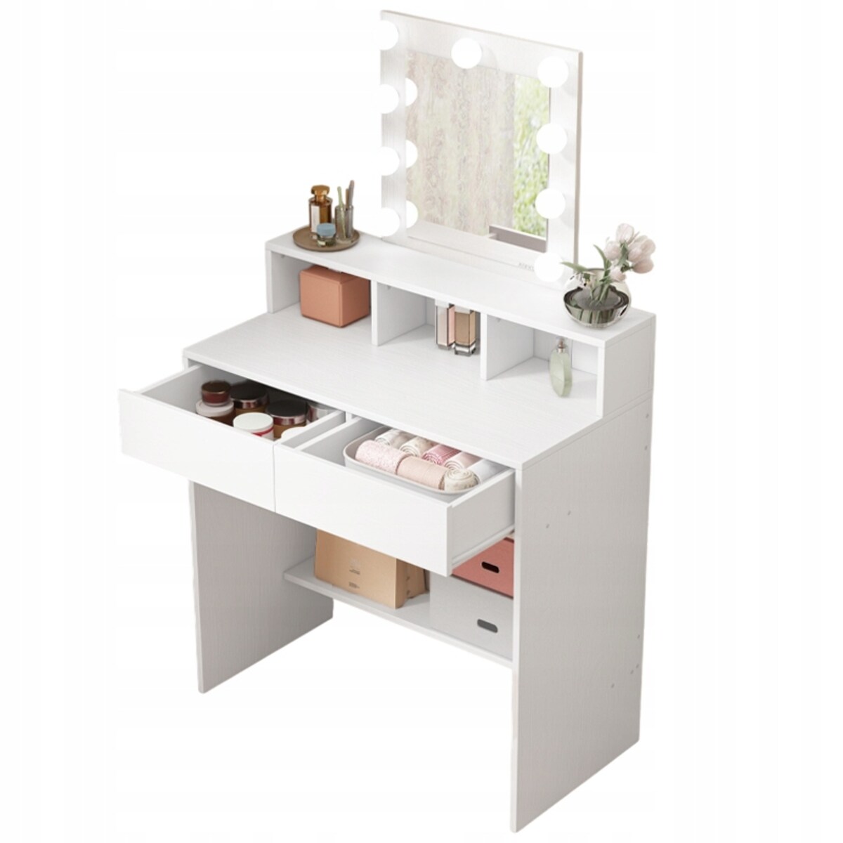 Toaletka z lustrem led do makijażu wizażu kosmetyczna nowoczesna loft 80 cm