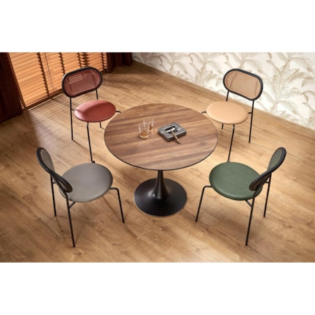STÓŁ OKRĄGŁY Malta 90 cm ORZECH czarna podstawa dla 3-4 osób