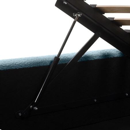 Łóżko 160x200 cm ze stelażem i pojemnikiem bouclé niebieskie