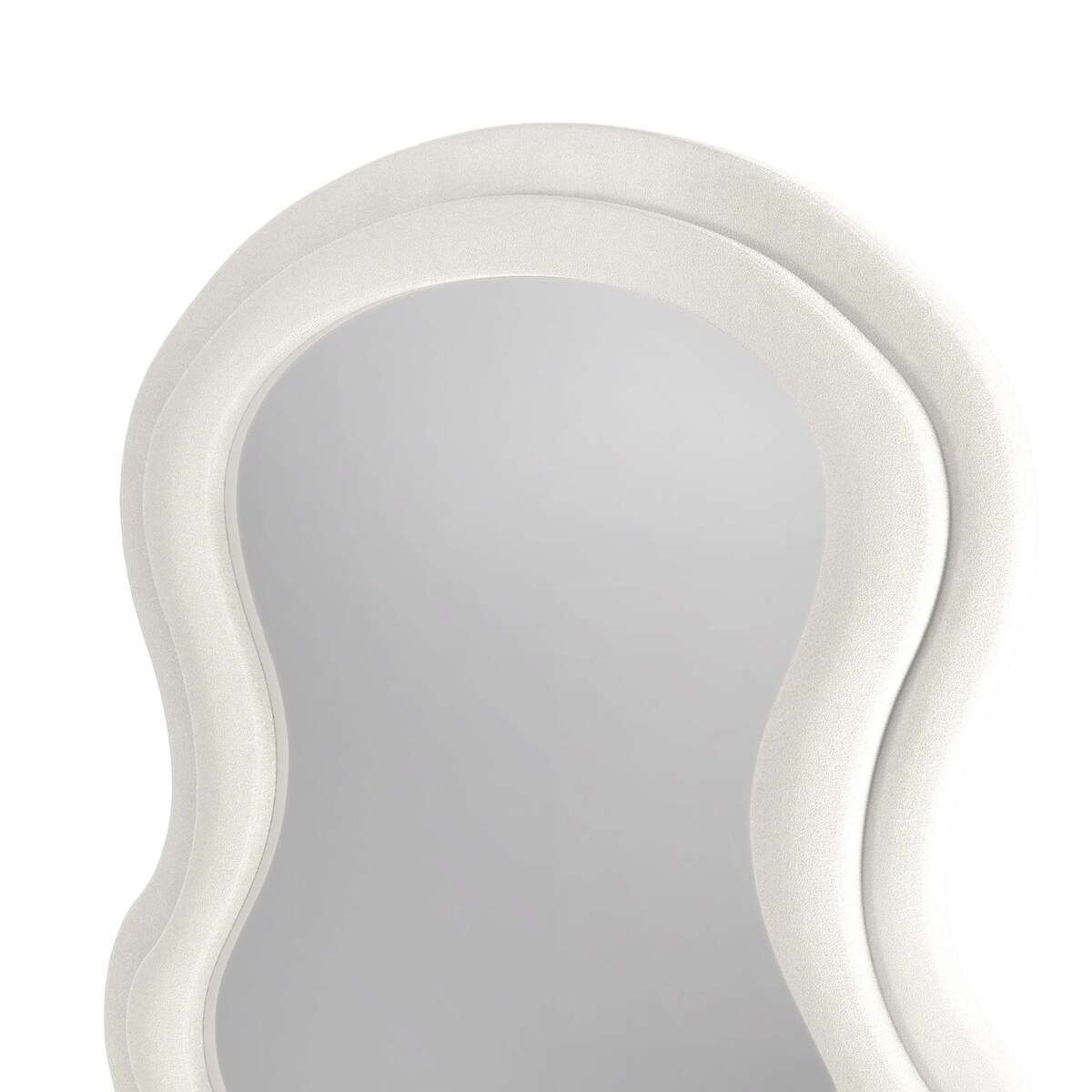 Lustro w falistej ramie aksamitne białe 170x60 cm