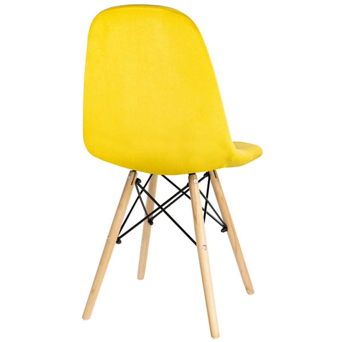 Krzesło tapicerowane welurowe skandynawskie żółte nowoczesne