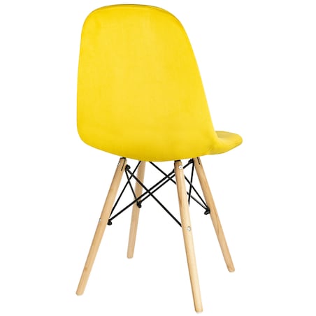 Krzesło tapicerowane welurowe skandynawskie żółte nowoczesne