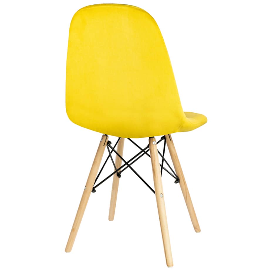 Krzesło tapicerowane welurowe skandynawskie żółte nowoczesne