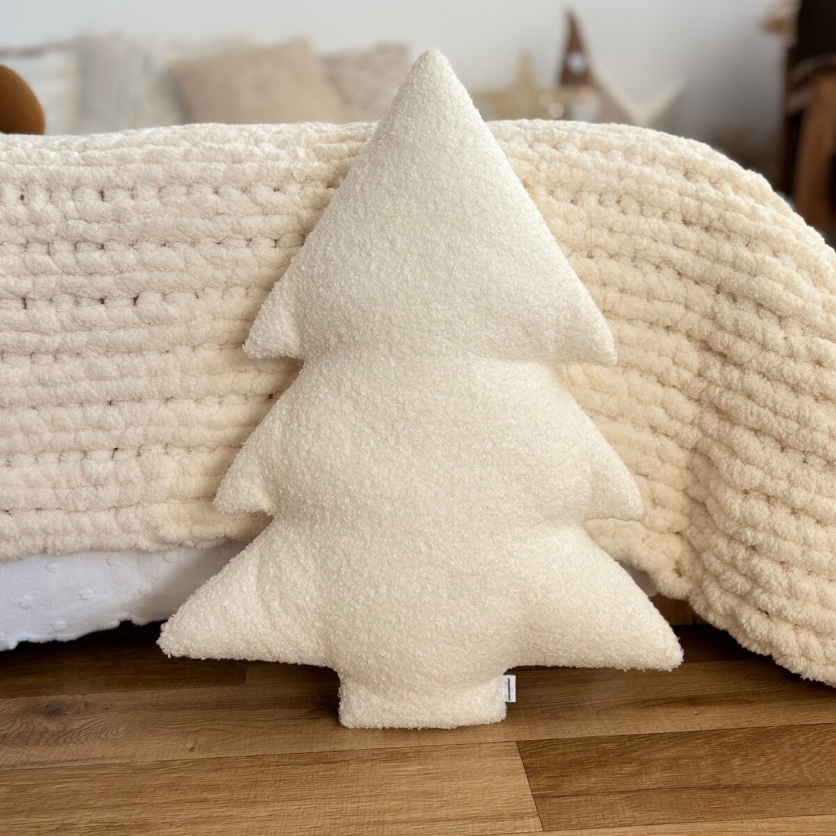 Poduszka Choinka boucle biała