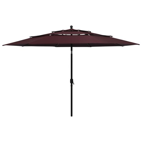 vidaXL 3-poziomowy parasol na aluminiowym słupku, bordowy, 3,5 m