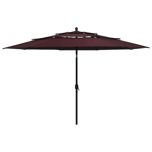 vidaXL 3-poziomowy parasol na aluminiowym słupku, bordowy, 3,5 m