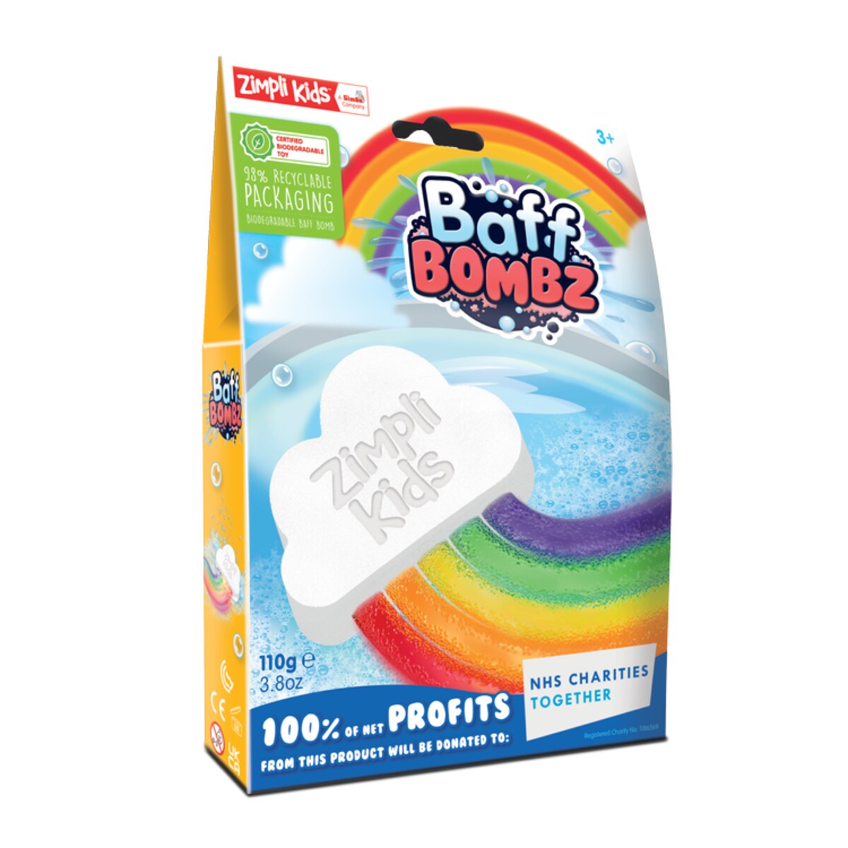 Tęczowa chmurka do kąpieli do zabawy zmieniająca kolor wody, Rainbow Baff Bombz, 3+, Zimpli Kids