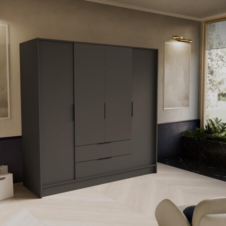 Szafa NIKOLA 200 z regulowanymi półkami, proste fronty do biura-grafitowa