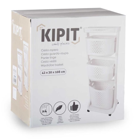Plastikowy regał do garderoby z 3 koszami COMFY PLACES, 42 x 30 x 108 cm