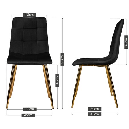 Krzesło tapicerowane czarne welurowe pikowane złote nogi glamour