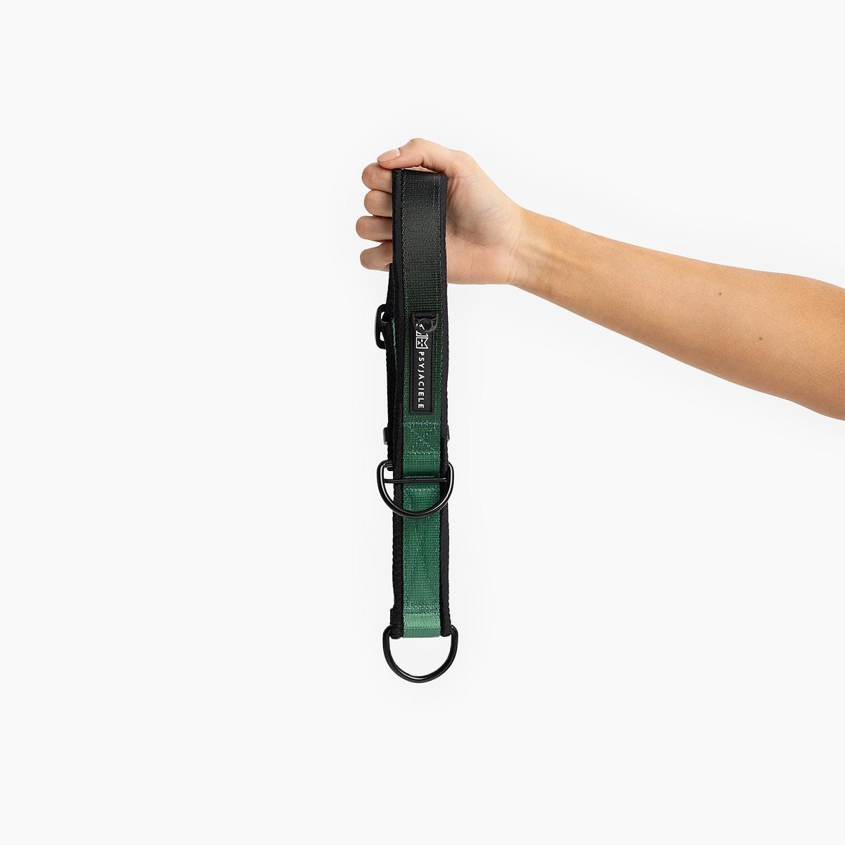 Obroża półzaciskowa SUPER SOFT "Under my ombrella" ZIELEŃ - Szerokość taśmy: 38mm, Rozmiar: M