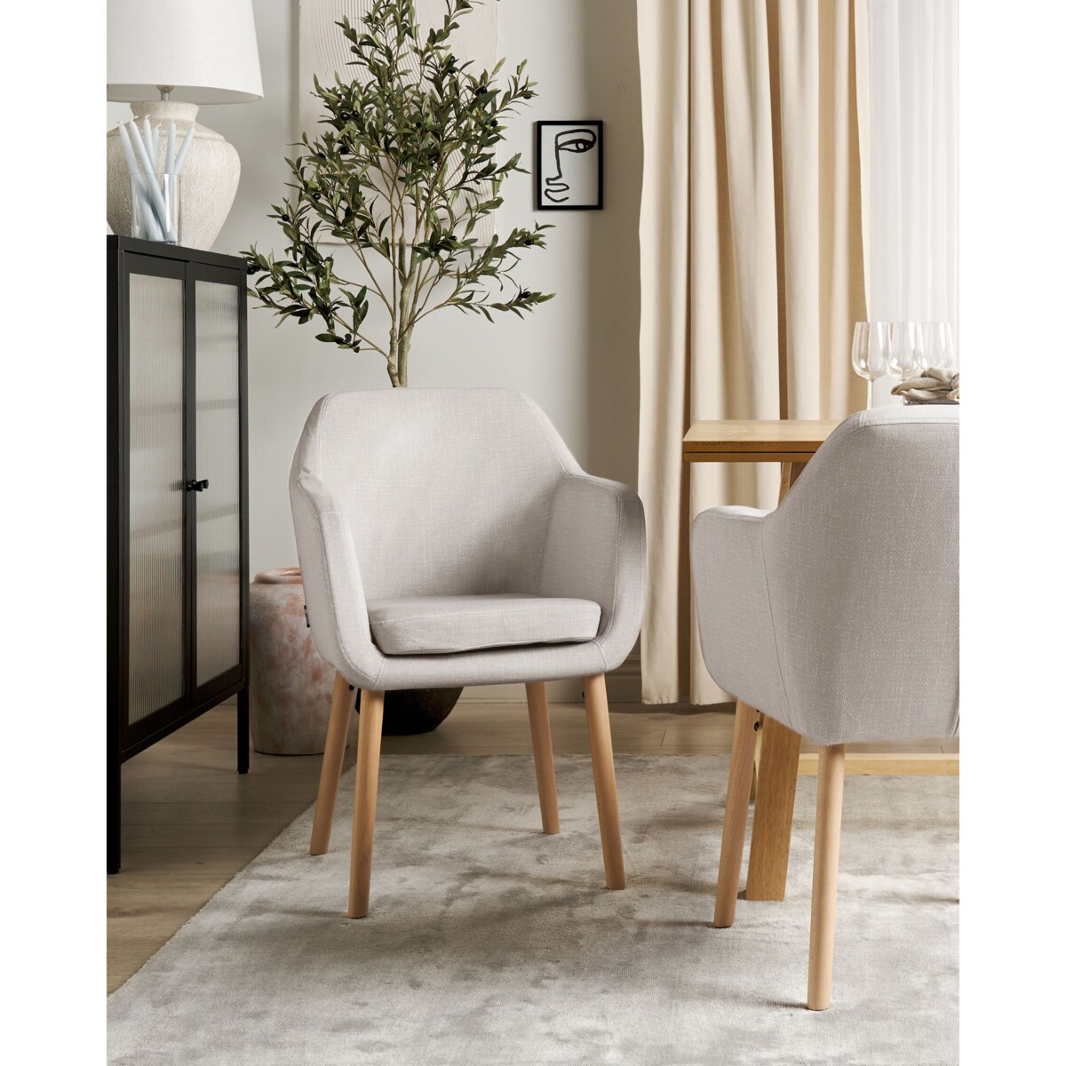 Krzesło do jadalni welurowe beżowoszare YORKVILLE II