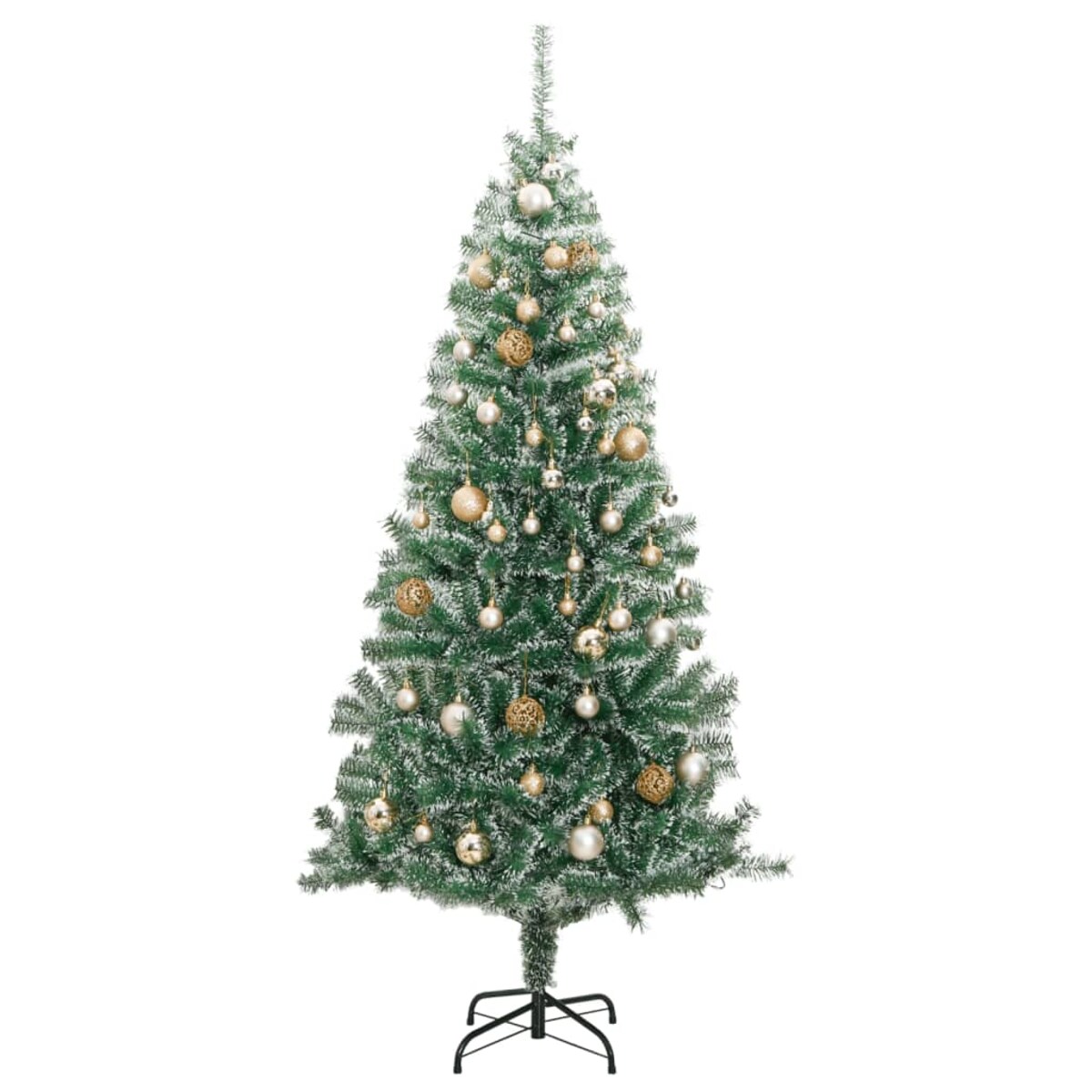 vidaXL Sztuczna choinka z 300 LED, bombkami i śniegiem, 240 cm