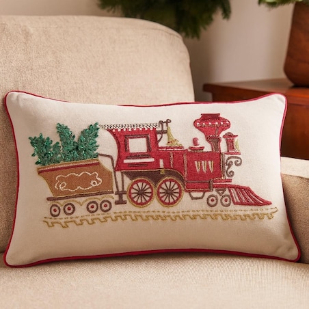 Poduszka świąteczna z lokomotywą, 35x55 cm