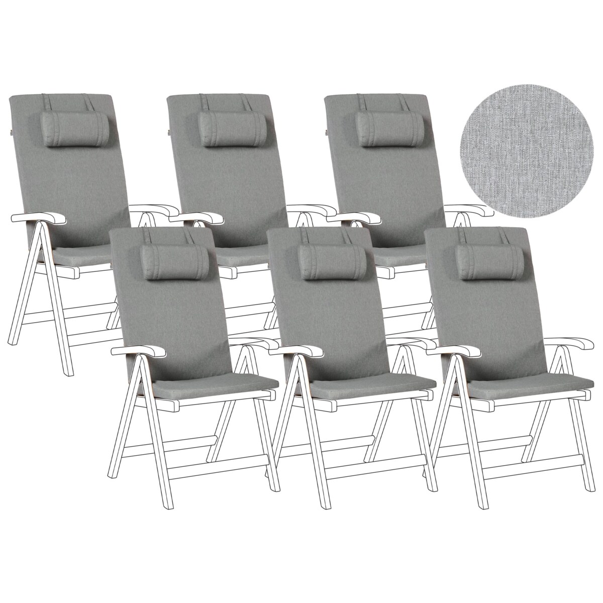 Zestaw 6 poduszek ogrodowych JAVA/AMANTEA PREMIUM 50 x 70 cm Szary