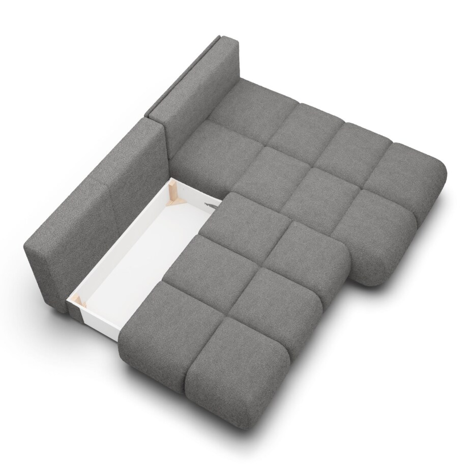 Pikowany Narożnik MILA rozkładany bez boczków prawy szary