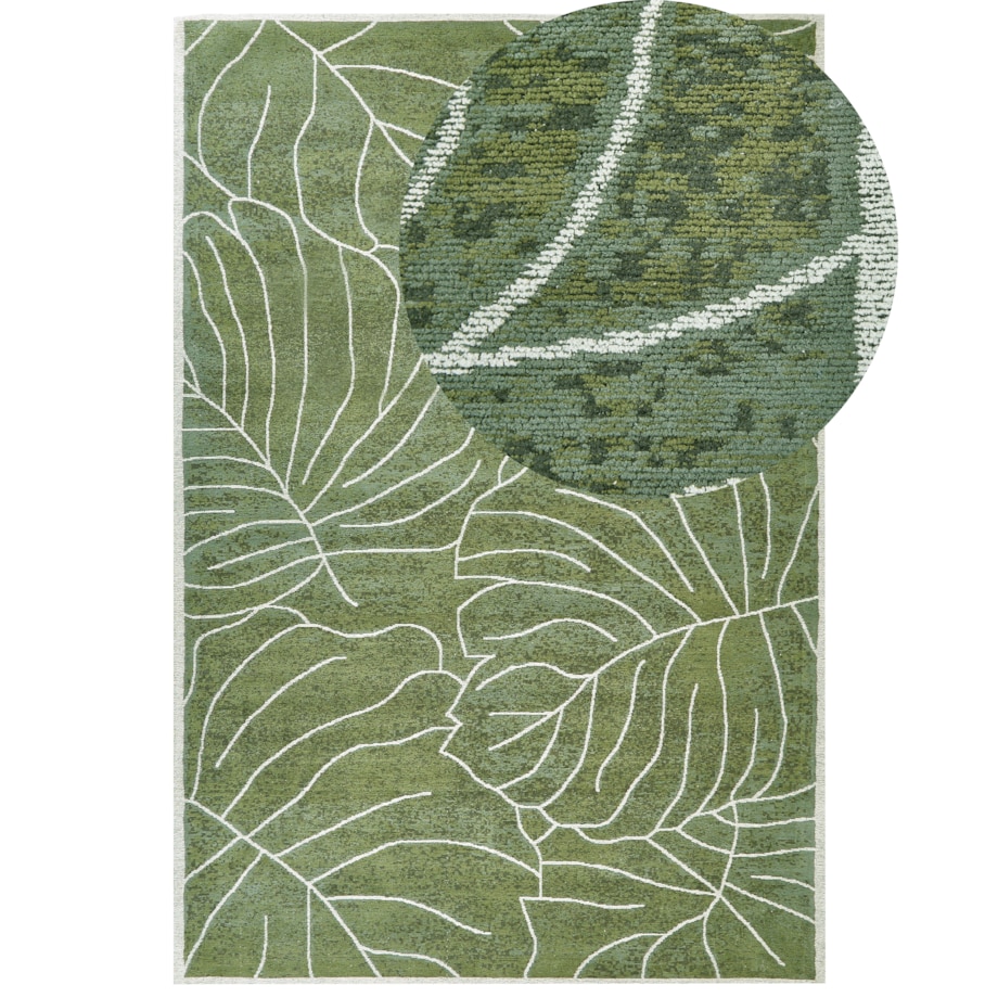 Dywan bawełniany w liście monstery 200 x 300 cm zielony SARMIN